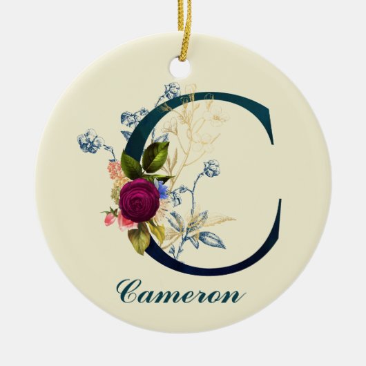 Fancy Floral Letter 'C' Keramisch Ornament (Voorkant)