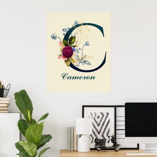 Fancy Floral Letter 'C' Poster (Thuiskantoor)
