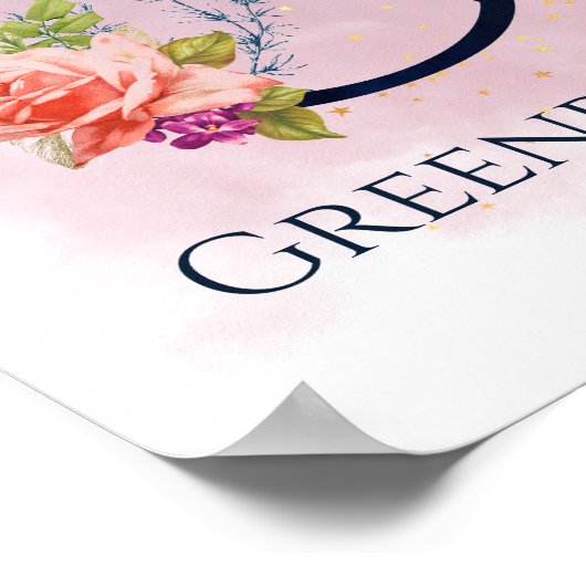 Fancy Floral Letter G Waterverf Wall Print (Hoek)