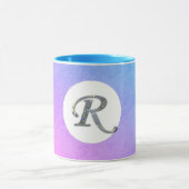 Fancy Floral Letter R Blue en Paars Mok (Midden)
