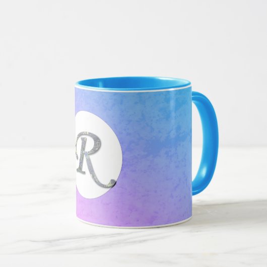 Fancy Floral Letter R Blue en Paars Mok (Voorkant rechts)