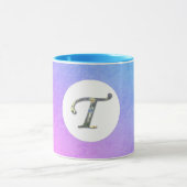 Fancy Floral Letter T Blue en Paars Mok (Midden)