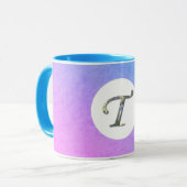 Fancy Floral Letter T Blue en Paars Mok (Voorkant links)