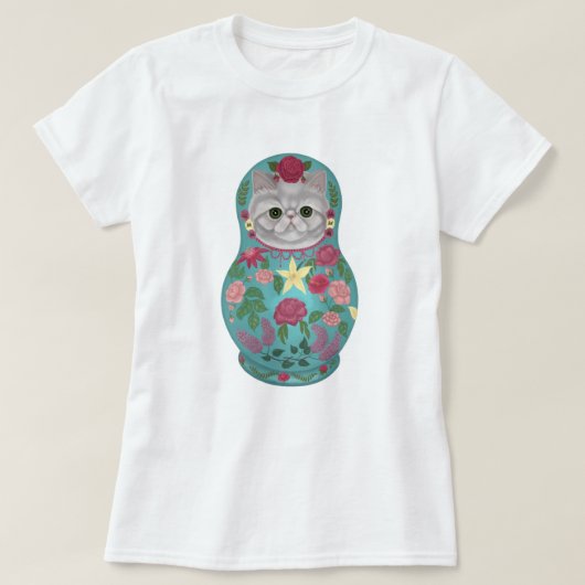 Fancy Floral Meowtreshka T-Shirt (Design voorkant)