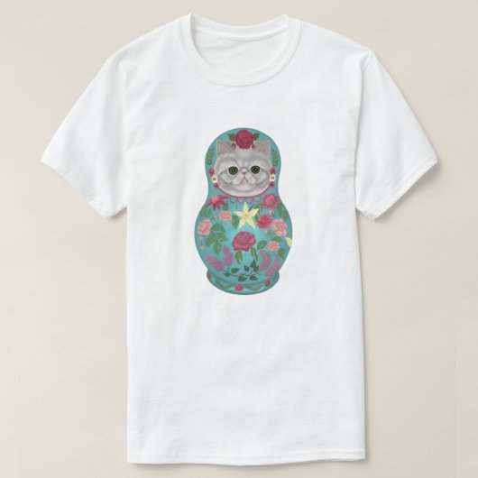 Fancy Floral Meowtreshka T-shirt (Design voorkant)