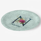 Fancy Floral Monogram Initiaal N Papieren Bordje (Gekanteld)