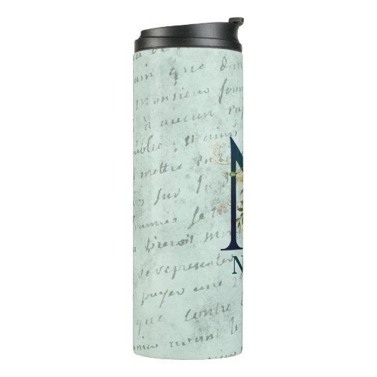 Fancy Floral Monogram Initiaal N Thermosbeker (Gedraaid links)