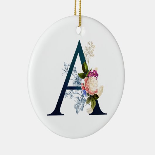 Fancy Floral Monogram Letter A Keramisch Ornament (Rechts)