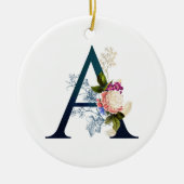 Fancy Floral Monogram Letter A Keramisch Ornament (Voorkant)