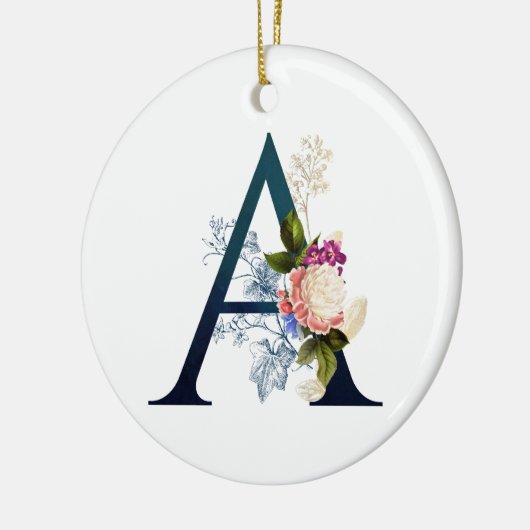 Fancy Floral Monogram Letter A Keramisch Ornament (Links)