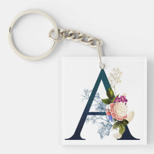 Fancy Floral Monogram Letter A Sleutelhanger