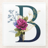 Fancy Floral Monogram Letter B Glazen Onderzetter (Voorkant)