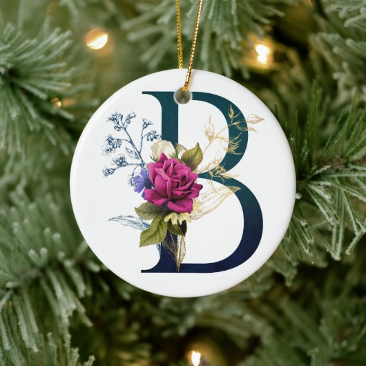 Fancy Floral Monogram Letter B Keramisch Ornament (Boom)