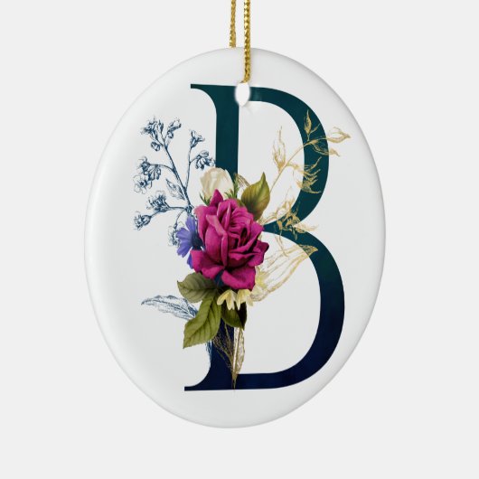 Fancy Floral Monogram Letter B Keramisch Ornament (Rechts)