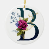 Fancy Floral Monogram Letter B Keramisch Ornament (Voorkant)