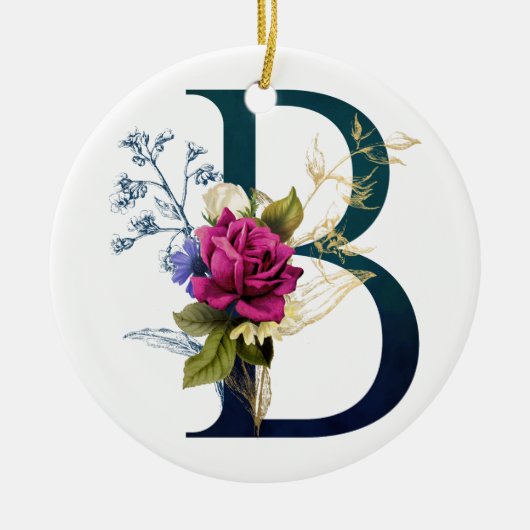 Fancy Floral Monogram Letter B Keramisch Ornament (Voorkant)