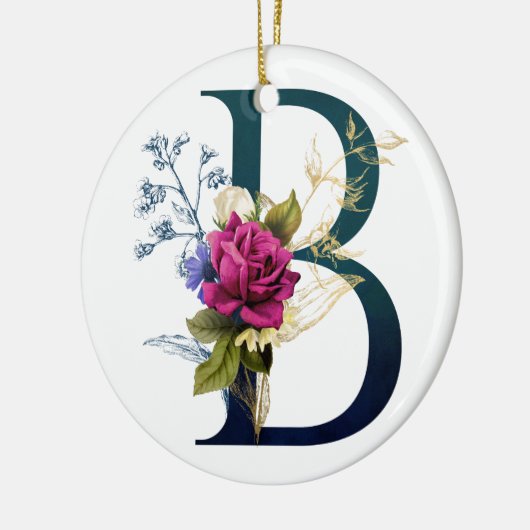 Fancy Floral Monogram Letter B Keramisch Ornament (Links)