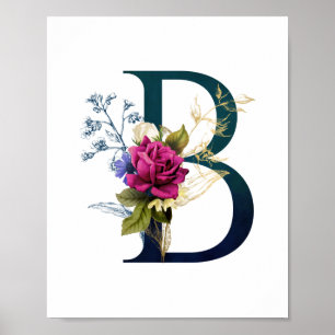 Fancy Floral Monogram Letter B Poster