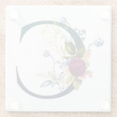 Fancy Floral Monogram Letter C Glazen Onderzetter (Achterkant)