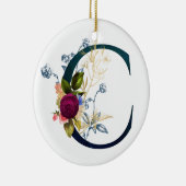 Fancy Floral Monogram Letter C Keramisch Ornament (Rechts)