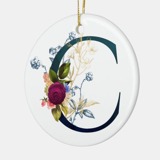 Fancy Floral Monogram Letter C Keramisch Ornament (Links)