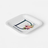 Fancy Floral Monogram Letter D Aangepast huwelijk Papieren Bordje (Gebogen)