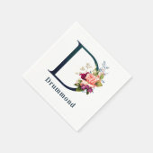 Fancy Floral Monogram Letter D Aangepast huwelijk Servet (Hoek)