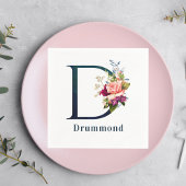 Fancy Floral Monogram Letter D Aangepast huwelijk Servet
