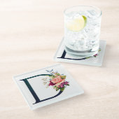 Fancy Floral Monogram Letter D Glazen Onderzetter (Schuin)