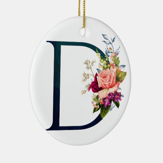 Fancy Floral Monogram Letter D Keramisch Ornament (Rechts)