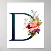 Fancy Floral Monogram Letter D Poster (Voorkant)