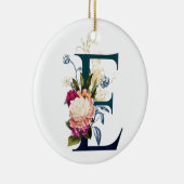 Fancy Floral Monogram Letter E Keramisch Ornament (Rechts)