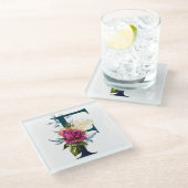 Fancy Floral Monogram Letter F Glazen Onderzetter (Schuin)