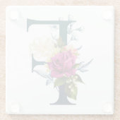 Fancy Floral Monogram Letter F Glazen Onderzetter (Achterkant)