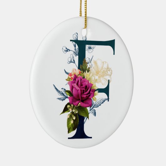 Fancy Floral Monogram Letter F Keramisch Ornament (Rechts)