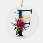 Fancy Floral Monogram Letter F Keramisch Ornament (Voorkant)