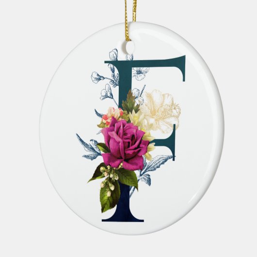 Fancy Floral Monogram Letter F Keramisch Ornament (Links)