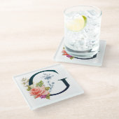 Fancy Floral Monogram Letter G Glazen Onderzetter (Schuin)
