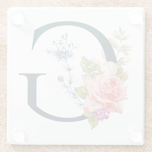 Fancy Floral Monogram Letter G Glazen Onderzetter (Achterkant)