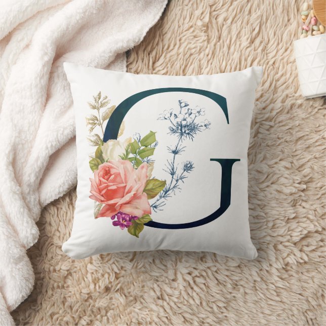 Fancy Floral Monogram Letter G Kussen (Deken)