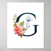 Fancy Floral Monogram Letter G Poster (Voorkant)
