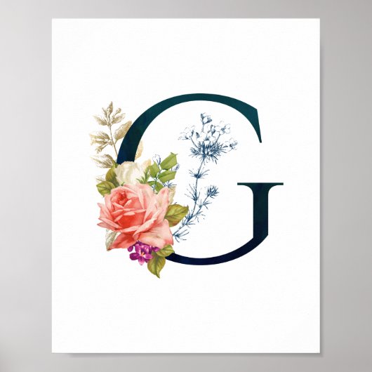 Fancy Floral Monogram Letter G Poster (Voorkant)