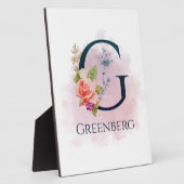 Fancy Floral Monogram Letter G Waterverf Splash Fotoplaat (Zijkant)