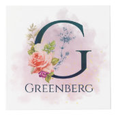 Fancy Floral Monogram Letter G Weddenschap Foto Cu Kubus (Voorkant)