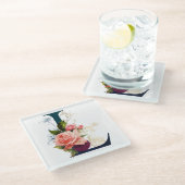 Fancy Floral Monogram Letter L Glazen Onderzetter (Schuin)