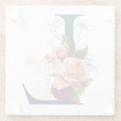 Fancy Floral Monogram Letter L Glazen Onderzetter (Achterkant)