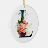 Fancy Floral Monogram Letter L Keramisch Ornament (Rechts)