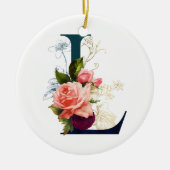 Fancy Floral Monogram Letter L Keramisch Ornament (Voorkant)