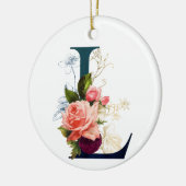 Fancy Floral Monogram Letter L Persoonlijk Keramisch Ornament (Links)
