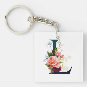 Fancy Floral Monogram Letter L Sleutelhanger
